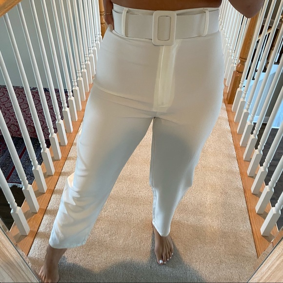 WHITE PANTS WITH BELT - Picture 5 of 10